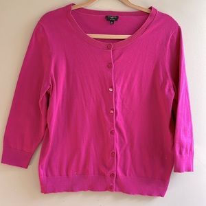 TALBOTS Fuscia Pink Cotton Cardigan